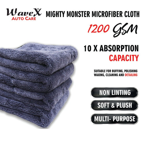 Microfiber Car Cleaning Cloth Upgraded 1200gsm Ultra-Thick Cars Drying Towel Microfiber Cloth for Car and Home Polishing Washing and Detailing 16'' x 16"