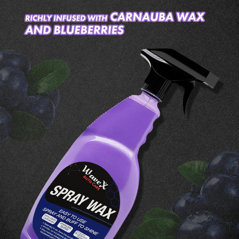 Car Wax Spray with Microfiber Cloth | Car Polish Spray and Wipe Formula for Long Lasting Miraculous Shine | Infused with Rich Blueberry fragrance